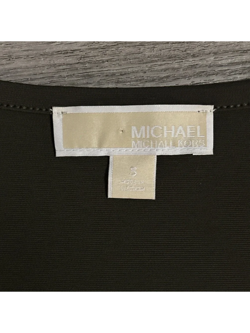 Michael Kors Drape Jersey Belted Dress S Long Sleeve Olive Pea Green Pit-Pit 18